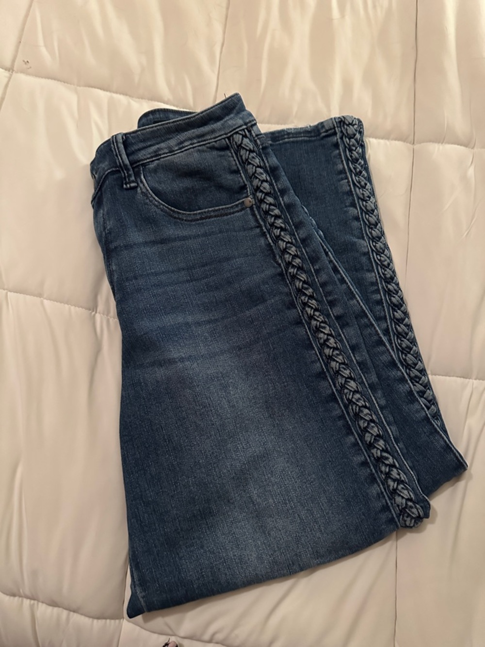 Judy Blue Dark Blue Women’s Jeans with Side Braid Detail 7/28